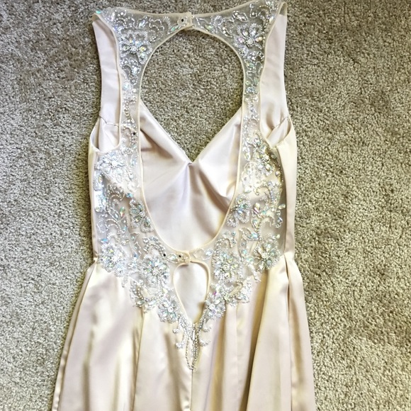 Iced champagne trumpet evening gown - Picture 3 of 8